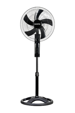 Kumtel KTF-395 Siyah 18 İnç Ayaklı Vantilatör 60 W, 5 Kanatlı, 3 Kademeli, 145 cm Ayarlanabilir Yükseklik