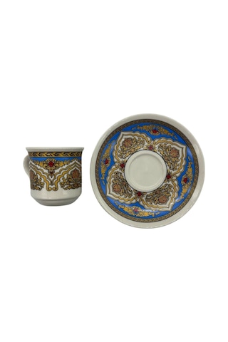 Desenli 6'lı Kahve Fincanı Bej