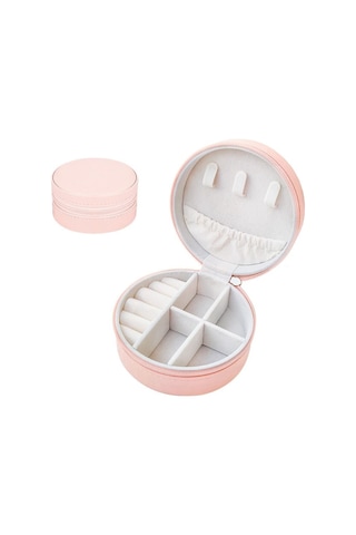 Chavin Pembe Deri Seyahat Yüzük Küpe Kolye Takı Kutusu St1-68pm Pembe