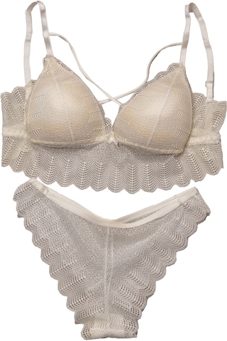 3nbe Kadın Sütyen Ekru Dantelli Bralette Desteksiz Brezilyan