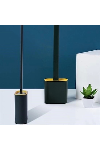 Duvara Monte Edilebilir Kapaklı Askılı Klozet Yumuşak Silikon Başlıklı Tuvalet Fırçası Seti Çok Renkli