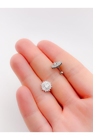 Lexroo Taşlı Kar Tanesi Figürlü Kıkırdak Helix Tragus Piercing 1adet Çok Renkli