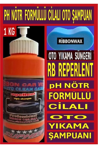 Reperlent Ph Nötr Formüllü Cilalı Oto Yıkama Şampuanı 1 Kg + Oto Yıkama Süngeri