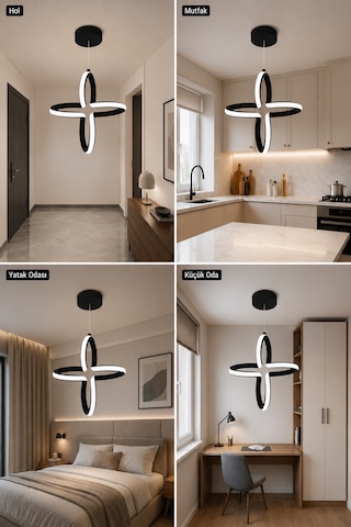 AvizeGO Enzo Led Sarkıt Avize Beyaz Işık Siyah