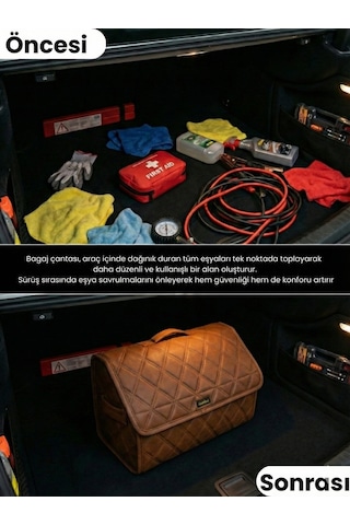 Araç Bagaj Düzenleyici Organizer Tay Tüyü Kaymaz Cırt Bantlı Geniş Hacimli Çanta A6
