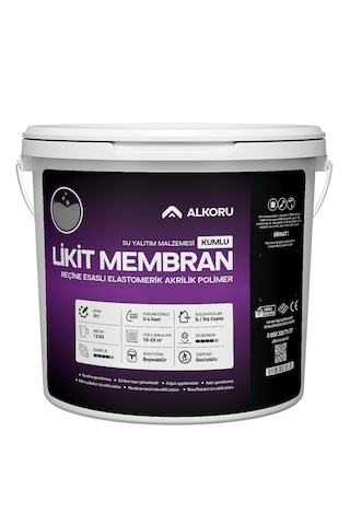 Alkoru 13 Kg Gri Kumlu Likit Membran Renkli Reçine Esaslı Sıvı Su Yalıtım Malzemesi
