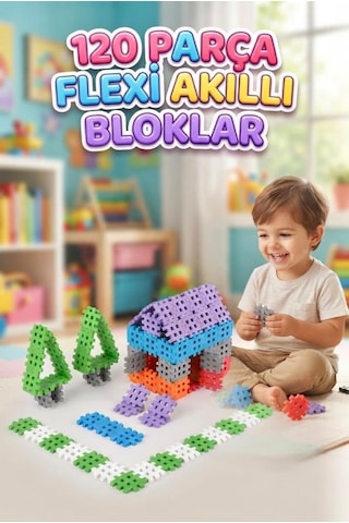Flexiblocks Eğitici 120 Parça Yumuşak Akıllı Bloklar Küçük Kaşifler İçin Yaratıcı İnşa Seti