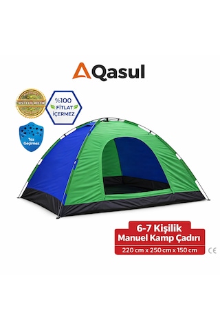 6-7 Kişilik Kamp Çadırı Su Geçirmez Geniş Aile Çadırı 220x250x150 Cm Manuel Çok Renkli