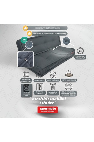 2'li Yer Minderi 60x120x14 Cm Palet Minderi, Bahçe Minderi, Oturma Minderi, Balkon Takımı Minderi Antrasit Diğer