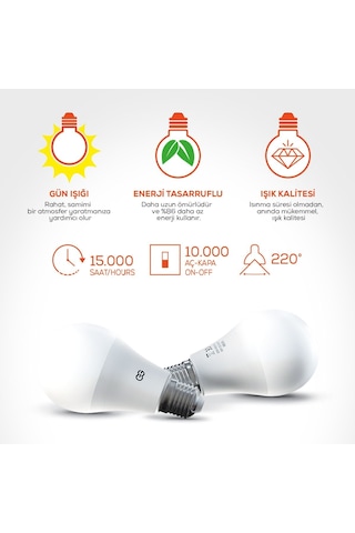 Günsan 10'lu LED Ampul 12W Gün Işığı E27 (4000K 220-240V)