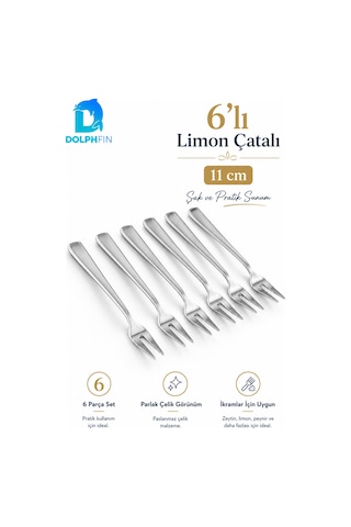 6 Lı Paslanmaz Çelik Limon Çatalı Seti 11 Cm Mini İkram Ve Sunum Çatalı Gümüş