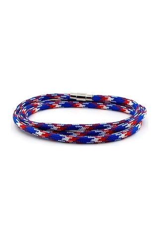 Paracord Üç Sira Dolama Mavi Kirmizi Beyaz Erkek Bileklik Bt411 Çok Renkli
