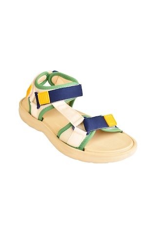 Modaonn Unisex Step Renkli Cırtlı Rahat Düz Taban Spor Sandalet Bej