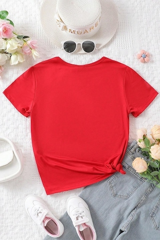 Uyguntarz Çocuk Kafadar Ayılar Baskılı Pamuklu Tshirt Kırmızı