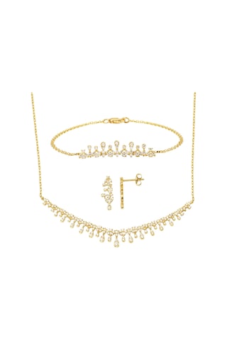 Damla Model 14 Ayar Altın Üçlü Set
