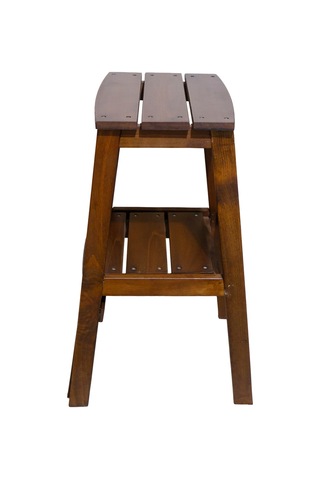 Çok Amaçlı Ahşap Merdiven Tabure 2 Basamaklı - El Yapımı Ceviz