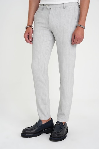 Efor Comfort Fit Beli Lastikli Balıksırtı Desen Açık Gri Pantolon P 1175 A.Gri