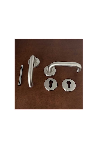 Dora Hastane Tipi Paslanmaz Saten Rozetli Yale Kapı Kolu 2 Takım