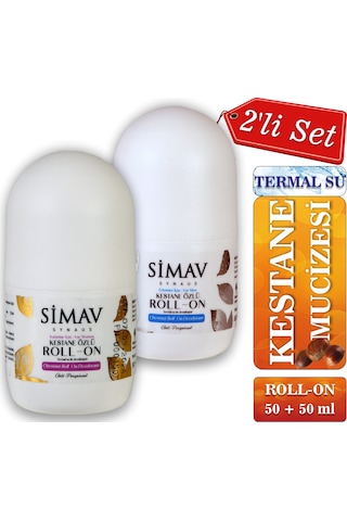 Simav Kestane Özlü Kadın Roll-On Deodorant + Termal Sulu Erkek Roll-On Deodorant 50 ML
