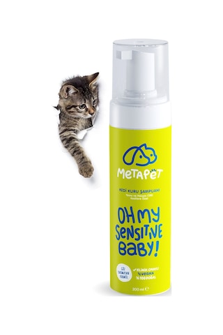 Metapet Kuru Köpük Kedi Şampuanı Hassas Ciltli Kediler İçin Doğal Susuz Yıkama 200 ML