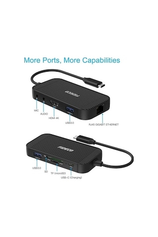 Fıdeco 9 İn 1 Type-c Hub - 4k Hdmı, Gigabit Ethernet, Usb 3.0, Pd Şarj, Sd/tf Kart Okuyucu
