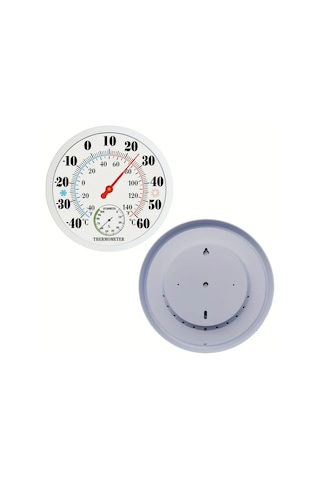 Topshop1 Beyaz 1 Adet Duvara Monte Dekoratif Metal Yuvarlak Higrometre Termometre 24 5cm Depo Hastane Otel Kullanimi