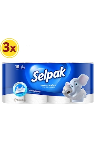 Selpak Hijyen Üç Katlı Tuvalet Kağıdı 3 x 16 Rulo