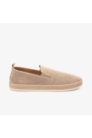 Kemal Tanca Andrea Giovanni Erkek Kauçuk Taban Süet Perfore Casual Loafer 5187 Bej