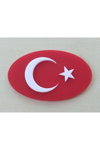 Ay Yıldız 8x5cm Yapıştırmalı Oval Kabartma 2 Adet Türk Bayrağı