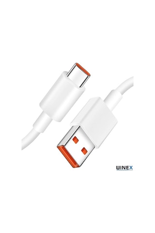 Winex 6A 100W Usba To Type-C Hızlı Data Ve Şarj Kablosu Beyaz