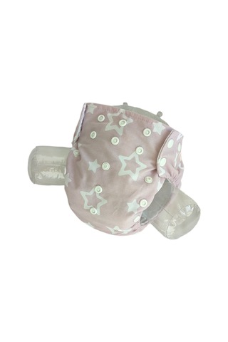 Bezhane Baby Çıt Çıtlı Yıkanabilir Bebek Bezi Pembe Beyaz Yıldızlı