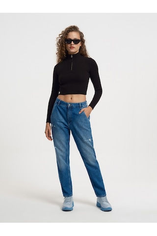 Loose Crop Kadın Bluz U.kol Siyah