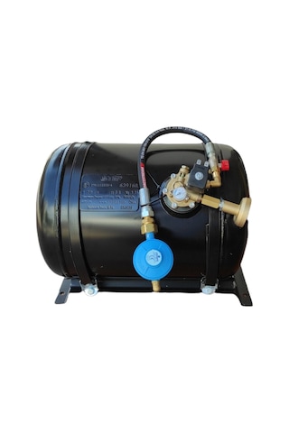 Karavan Lpg Tankı Yatay 32 Litre Tak Kullan Hazır Set Siyah