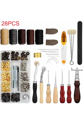 28 Adet Zanaat Deri Alet Takımı Dıy Deri Dikiş Dikiş E17828-28