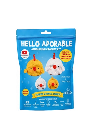 Bakgelal Hello Adorable Amigurumi Tavuk & Civciv Yapım Kiti 2'li Bff Kendin Yap Hobi Seti