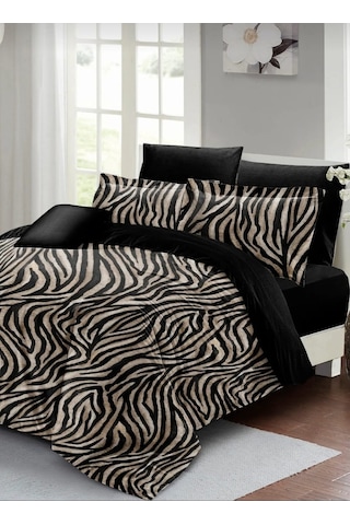 Zebra Tek Kişilik 3 Parça Saten & Pamuk Nevresim Takımı