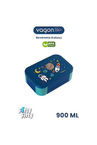 Vagonlife 900 Ml Tek Kat 3 Bölme Çocuk Beslenme Kutusu -ffb1270 Mavi