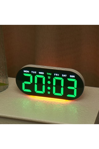 Gh9003 Çok Fonksiyonlu Led Dijital Saat Sıcaklık Göstergeli Ortam Işığı Başucu Saati - Siyah Kasa / Mavi Ekran Siyah Kabuk / Mavi Ekran