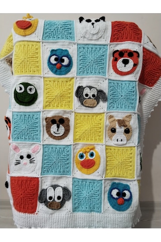 Namigurumi Hayvan Figürlü Bebek Battaniyesi Çok Renkli