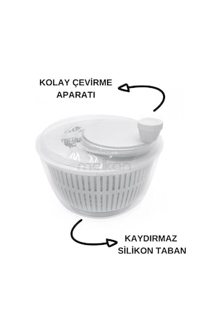 Melkan Home Salata Ve Sebze Kurutucu 5 Litre Beyaz Salata Kurutucu Genel
