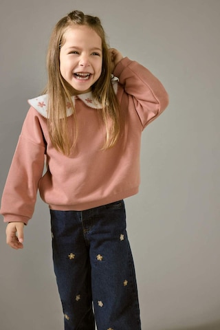 Defacto Kız Bebek Oversize Geniş Kalıp Büyük Yaka Çiçekli İçi Yumuşak Tüylü Sweatshirt G6838a525cwpn10 Pembe-pn10