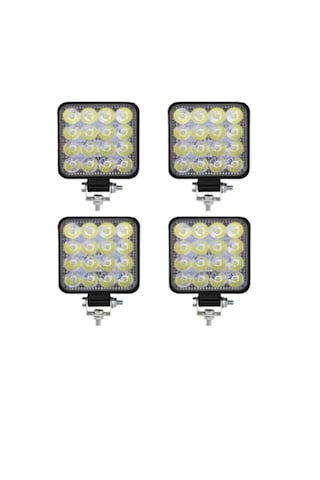 Carub 4 Adet Off Road Çalışma Lambası Sis Lambası 10-30v 48w 16 Led Kare