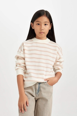 DeFacto Kız Çocuk Bisiklet Yaka Çizgili Triko Kazak D6759A8NSPN26 Pembe