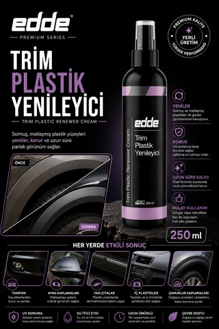 Edde Araba Araç Oto Trim Plastik Aksam Yenileyici Onarıcı Krem Plastik Yenileme Kremi 250 Ml Detailing 250ml