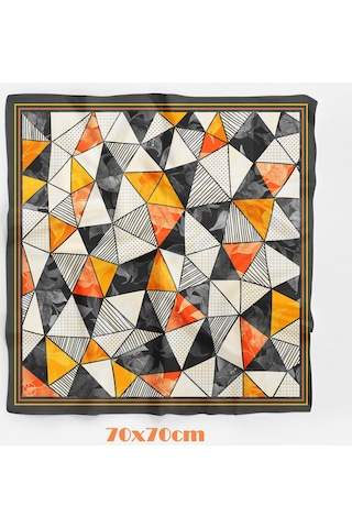 Trıbal Geometrı Desen 70 70cm Bandana/fular Çok Renkli