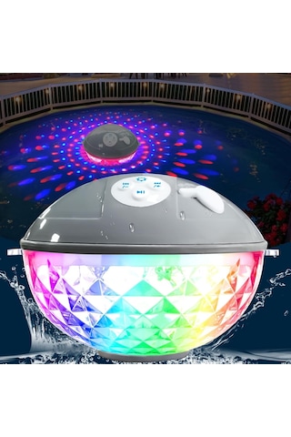 Hymark Bluetooth Bt601 Havuz Hoparlörü Renkli Rgb Led Işık Ip68 Su Geçirmez Dahili Şarjlı Pilli Ses Bombası