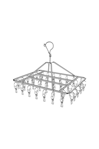 Sones Kare Çorap Kurutma Askısı Paslanmaz Çelik Çok Amaçlı Rüzgar Geçirmez Kurutma Rafı, Stil: 40x25cm 60 Klips Diğer