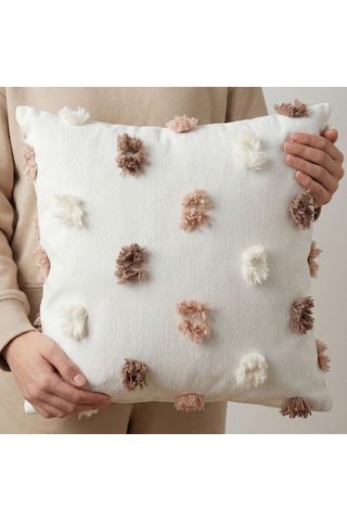 Premium Dokulu Dekoratif Kırlent Kılıfı 45x45 Cm Kabartmalı Desenli, Yüksek Kalite Kumaş Kahve Rengi