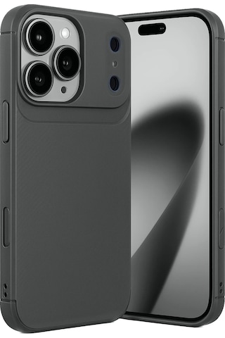 Apple Uyumlu iPhone 17 Pro Max Kılıf Karbon Silikon Case Kapak Gri