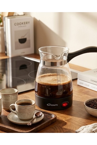 Cam Kahve Makinesi 650w 0.5 Litre 5 Fincan Kapasiteli Elektrikli Türk Kahvesi Makinesi Sarı